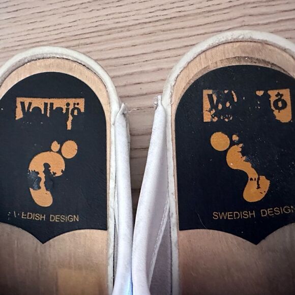 Vollsja Geniune Leather Wooden Clogs Made in EU White size 40/ 10 - Picture 10 of 10